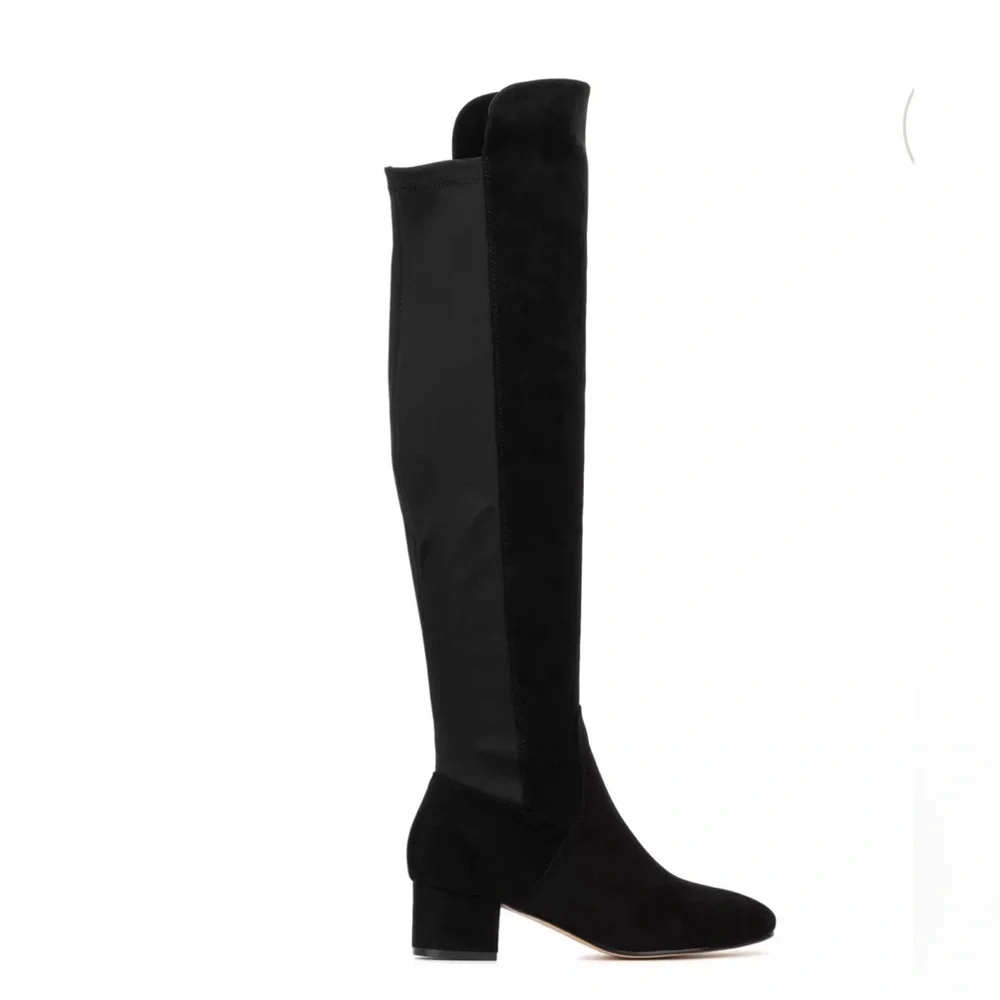 NEW YORK & COMPANY FLORENCE ALMOND TOE FAUX SUEDE OVER THE KNEE BOOTS SIZE 9